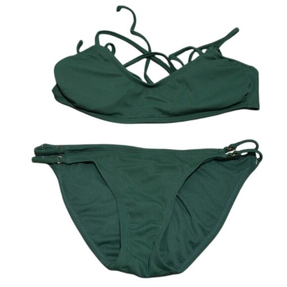 Xhilaration Green Bikini Bottoms Small Top is Medium - Picture 1 of 7